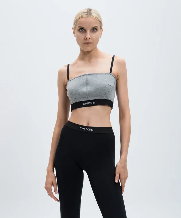 Tom Ford Gray melange top with logo