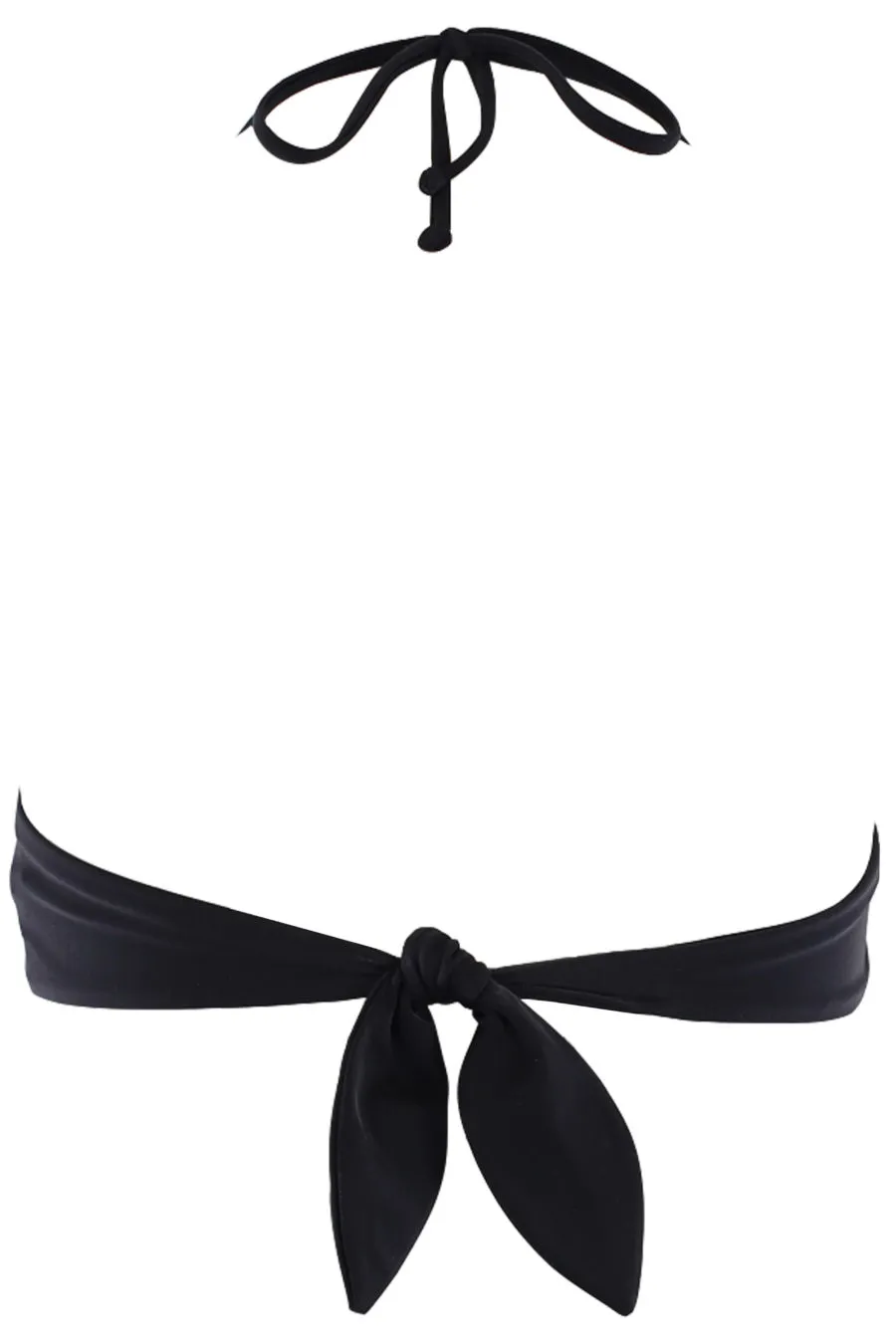 Top de bikini negro con logo M en dorado
