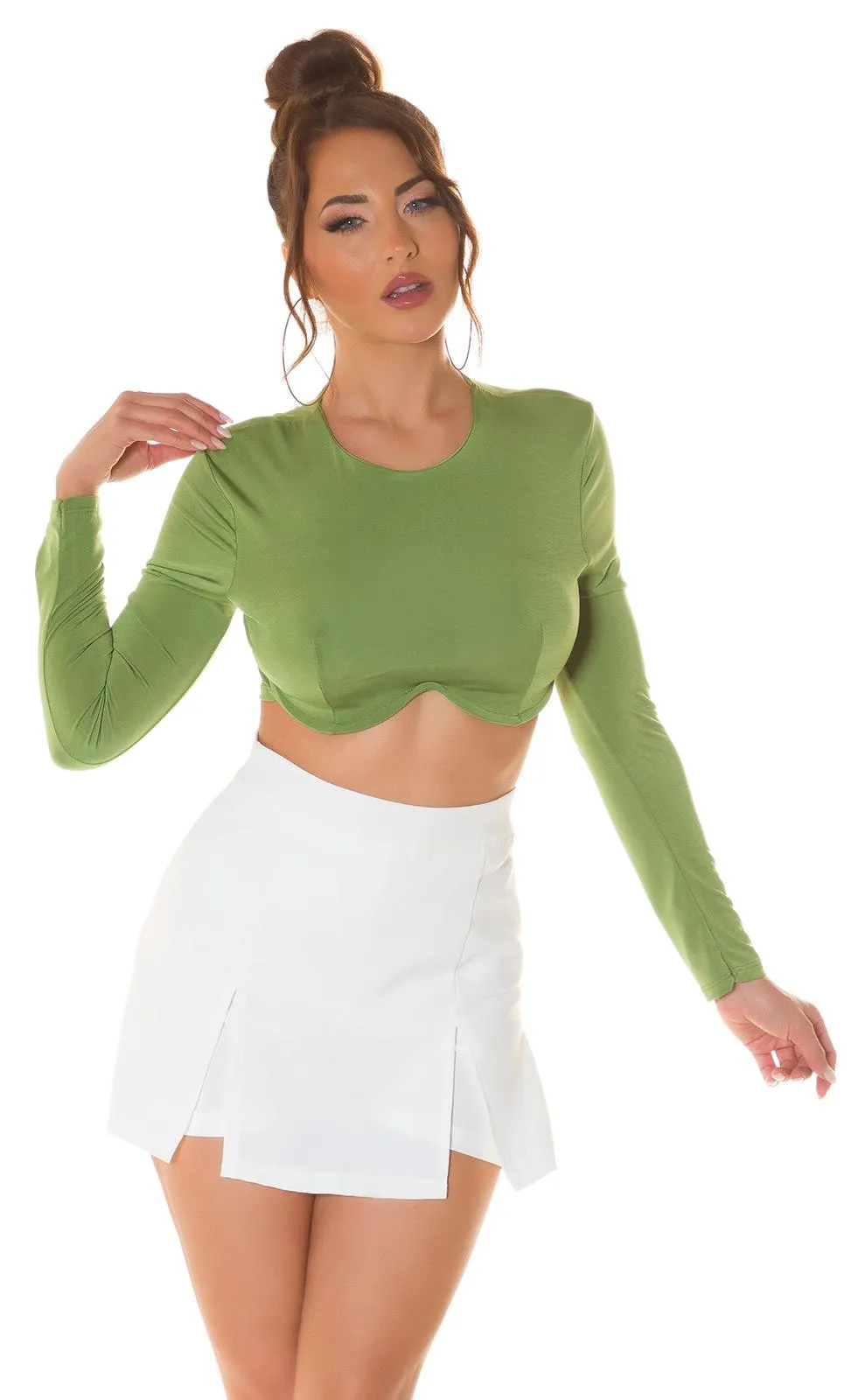 Top de moda manga larga verde