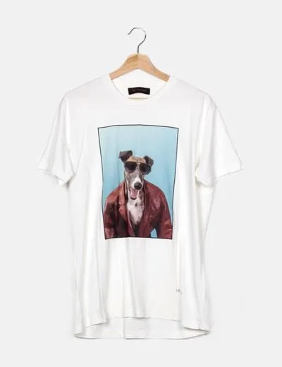 Trussardi Camiseta blanca print perro