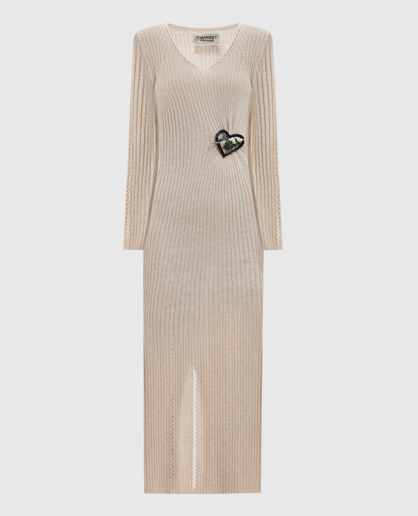 Twinset Beige dress with ribbed wool