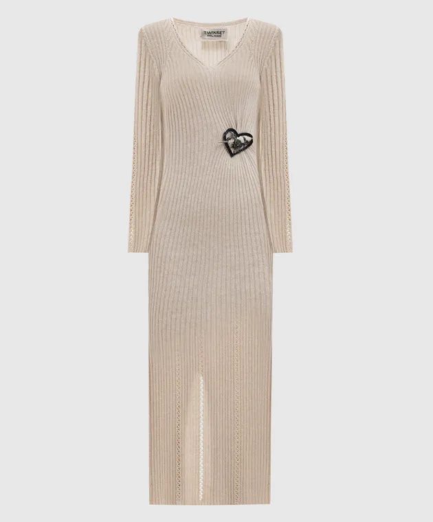 Twinset Beige dress with ribbed wool