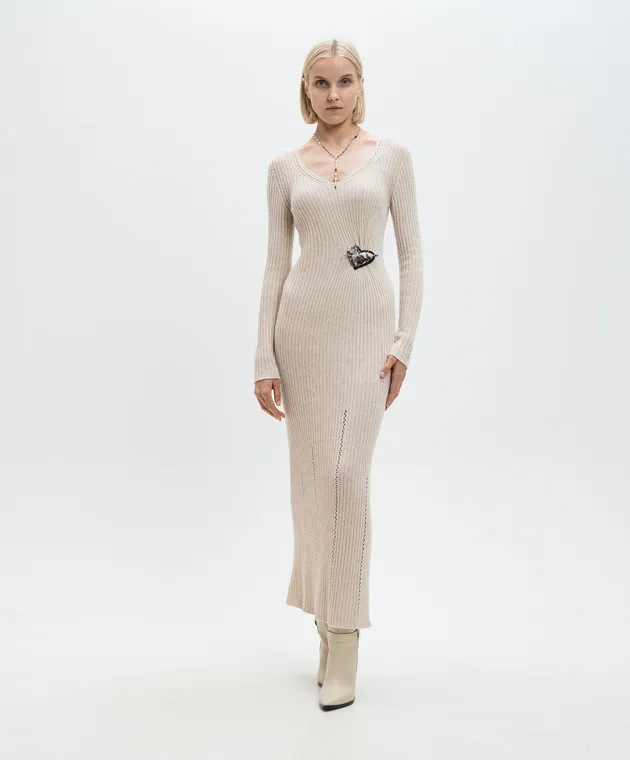 Twinset Beige dress with ribbed wool