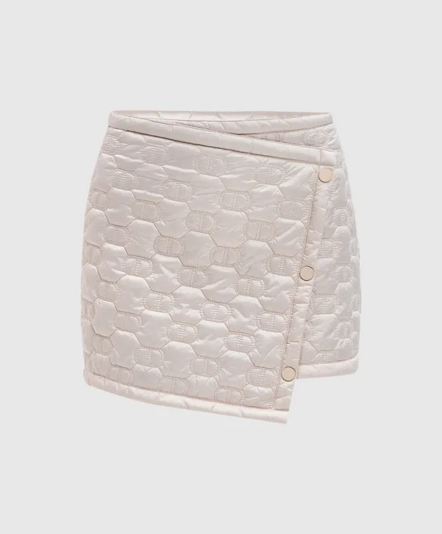 Twinset Beige quilted mini skirt of asymmetric cut