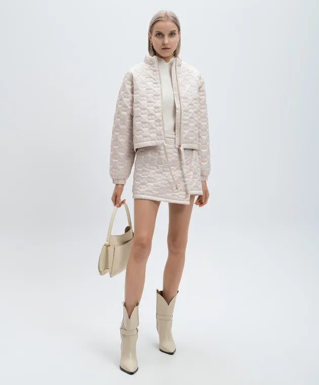 Twinset Beige quilted mini skirt of asymmetric cut
