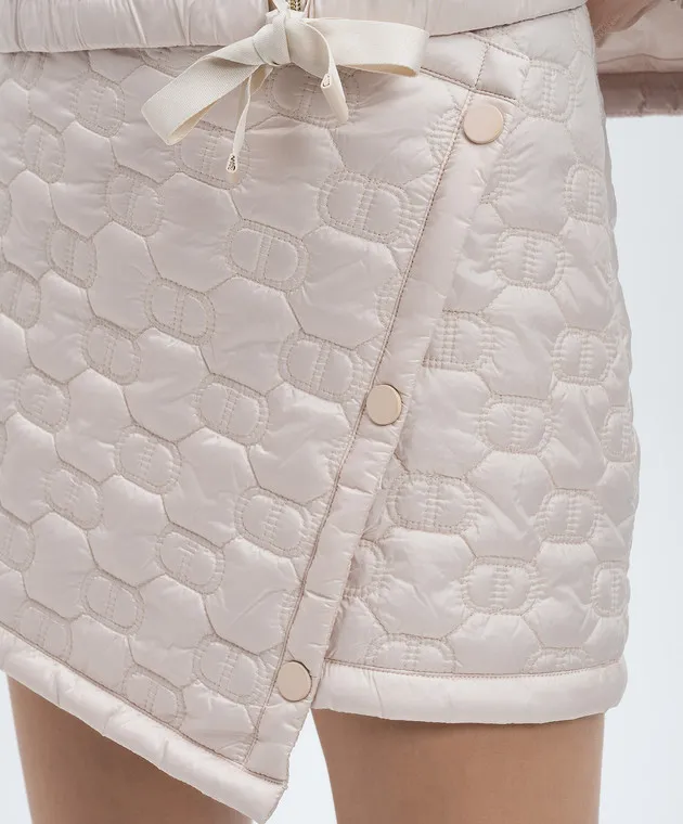 Twinset Beige quilted mini skirt of asymmetric cut