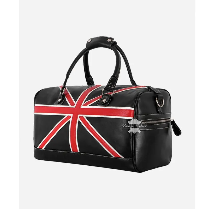 UNION JACK Weekend Bag Genuine Leather Luggage Travel Holdalls Duffle Bag