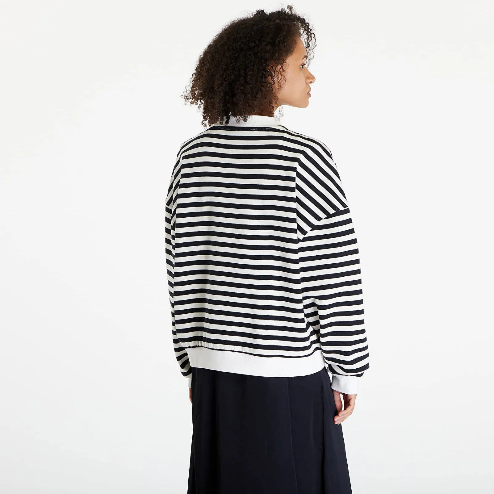 Urban Classics Ladies Oversized Striped Crewneck Black/ White Sand