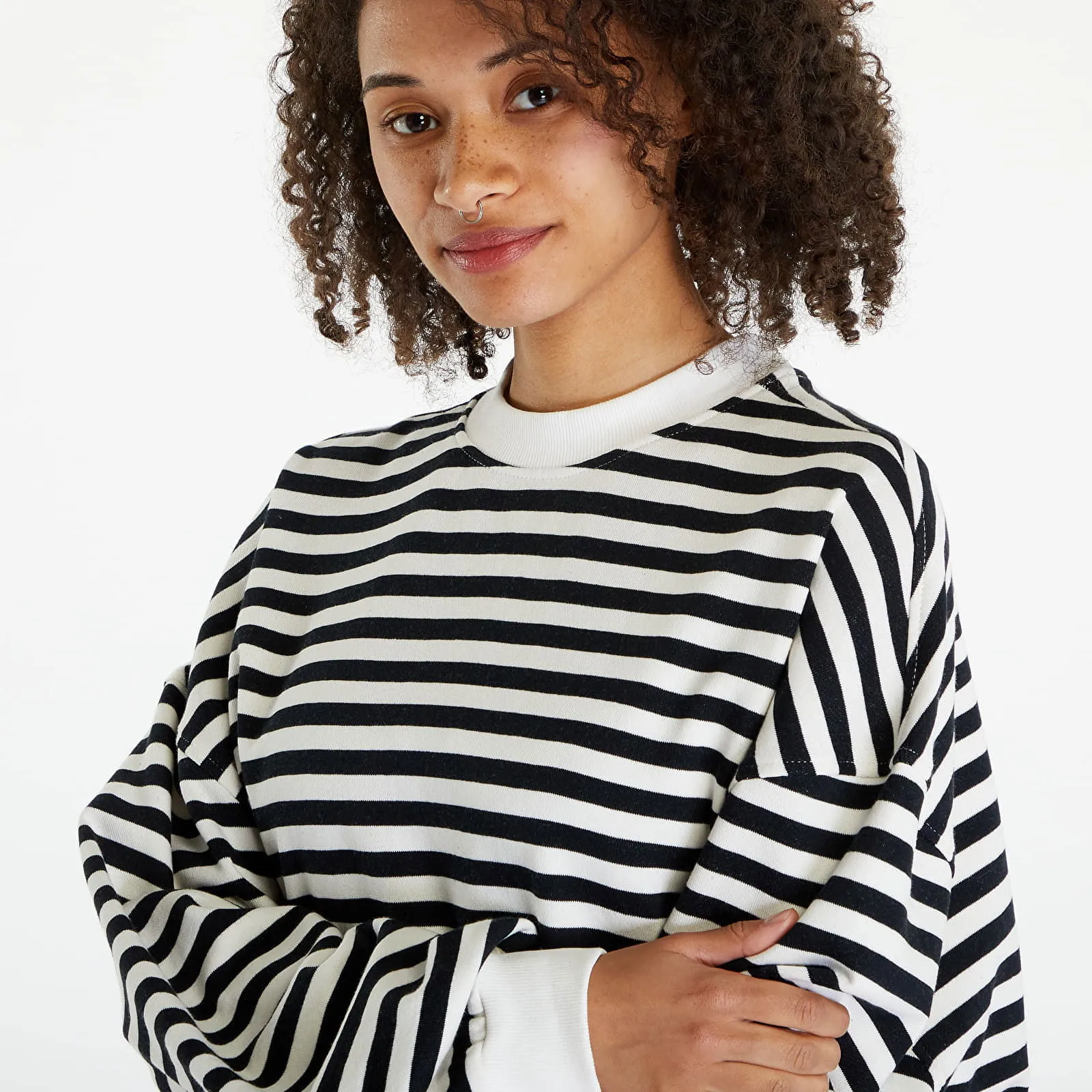 Urban Classics Ladies Oversized Striped Crewneck Black/ White Sand