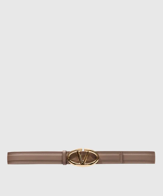 Valentino Beige leather strap with metal VLogo Signature logo