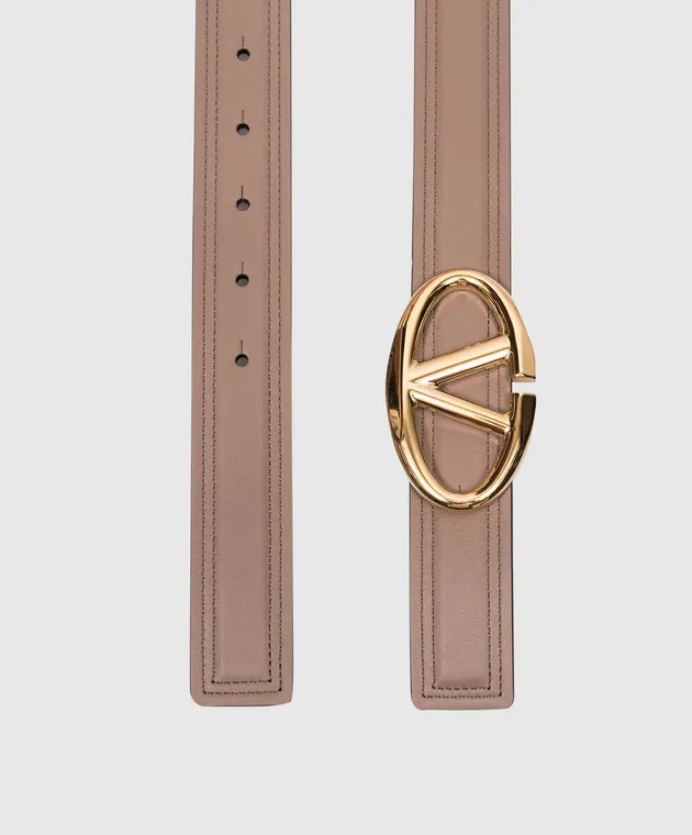 Valentino Beige leather strap with metal VLogo Signature logo