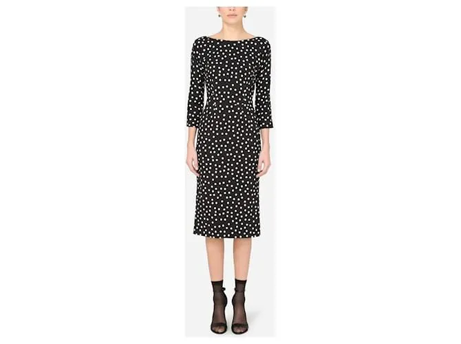 Vestido de corte recto con estampado de lunares de Dolce & Gabbana Negro 