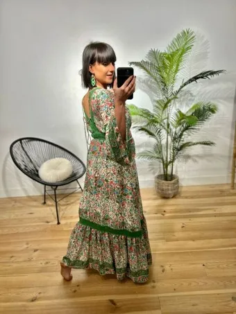 Vestido Estampado Crochet ROSEMUND Verde