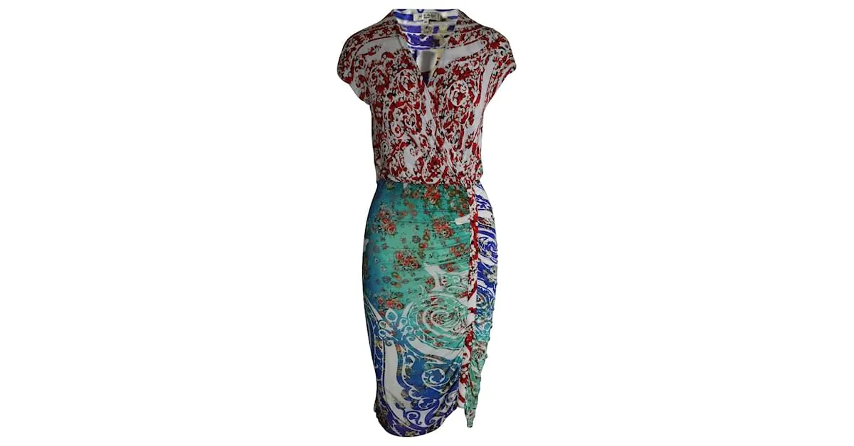 Vestido fruncido estampado de Etro en viscosa multicolor 