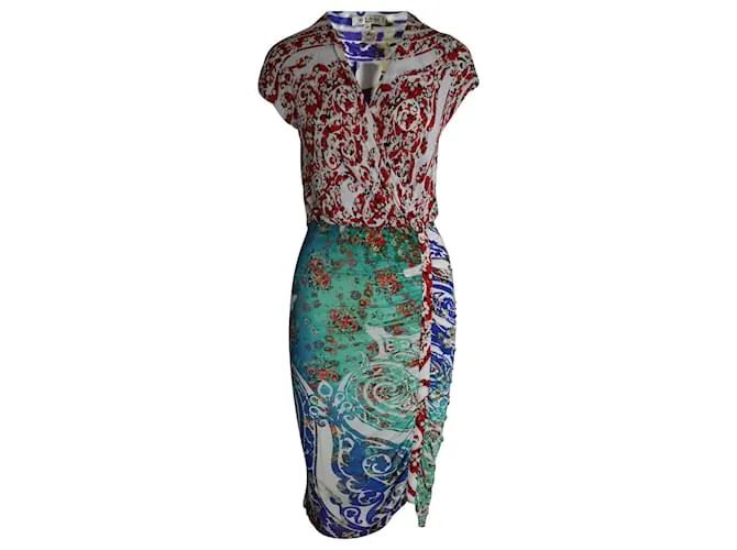 Vestido fruncido estampado de Etro en viscosa multicolor 