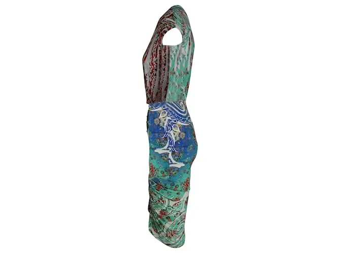 Vestido fruncido estampado de Etro en viscosa multicolor 