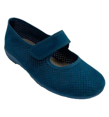 Zapatilla mujer calada velcro tipo merceditas Muñoz y Tercero en azul