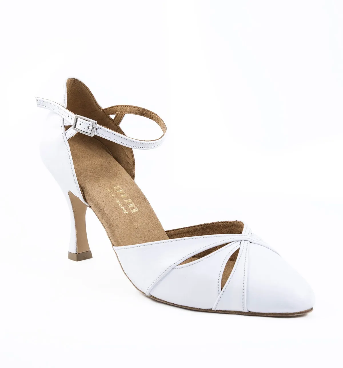 Zapato de tacon blanco elegante en piel
