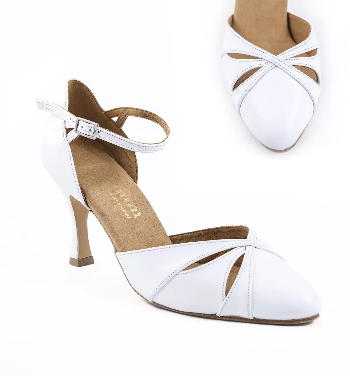 Zapato de tacon blanco elegante en piel
