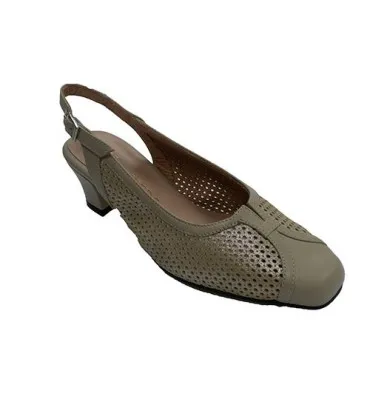 Zapato vestir mujer cerrado punta abierto atrás Trebede en beig