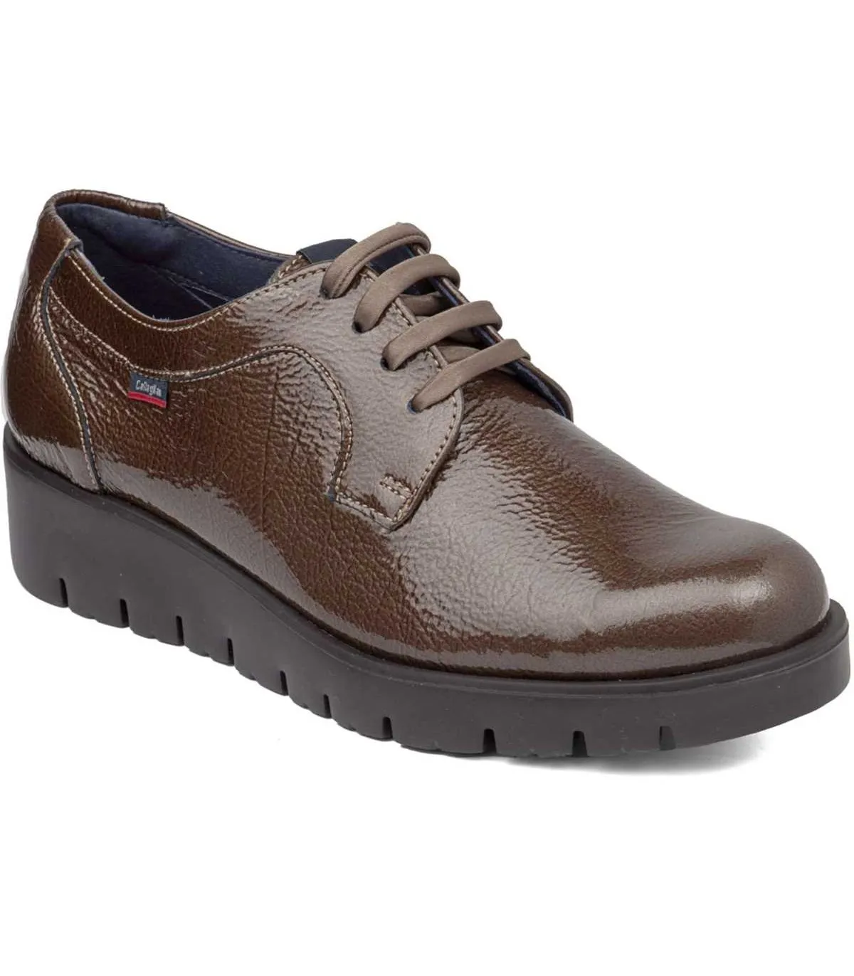 Zapatos de cordones en piel charol taupe