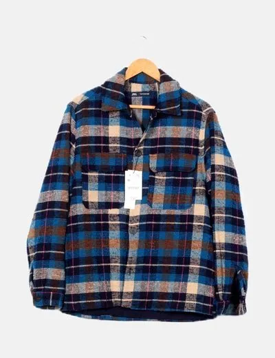 Zara Sobrecamisa cuadros multicolor manga larga
